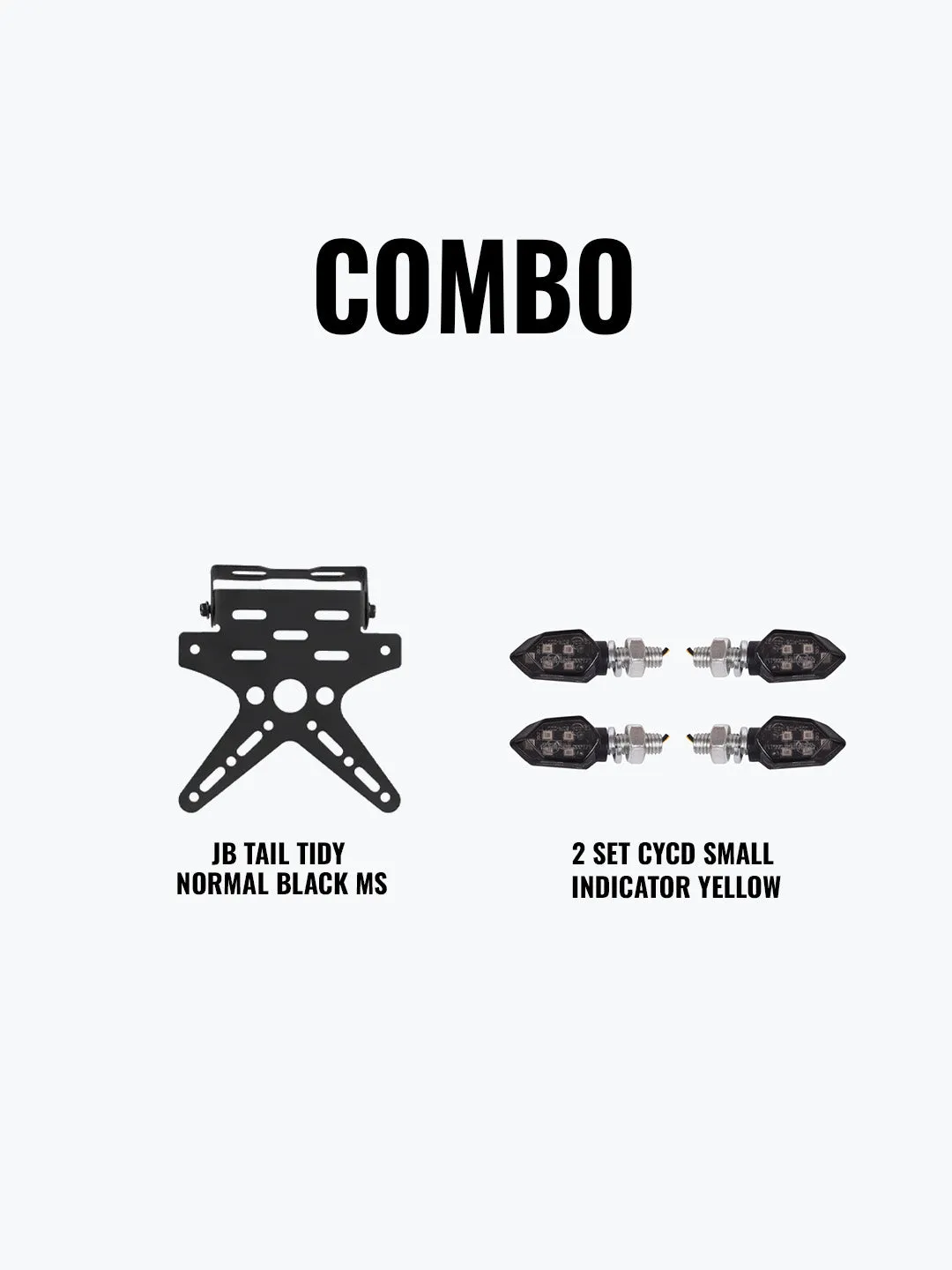 JB Tail Tidy Normal Black Mild Steel   2 Set CYCD Small Indicator Yellow