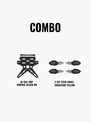 JB Tail Tidy Normal Black Mild Steel   2 Set CYCD Small Indicator Yellow