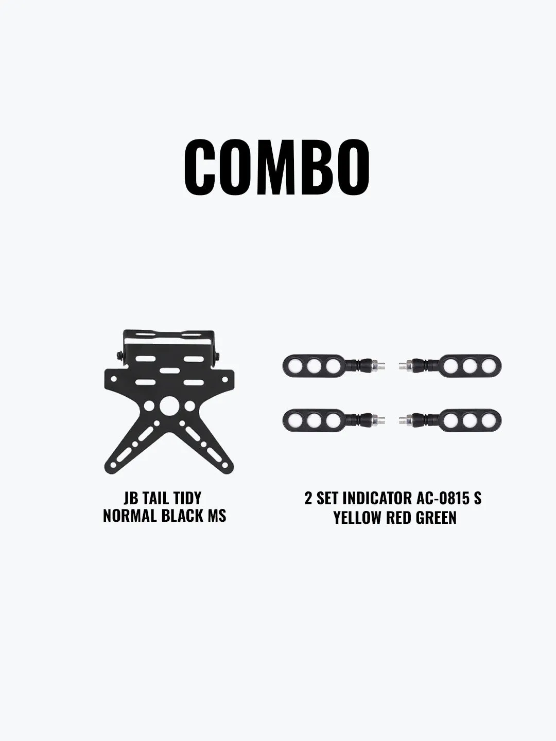 JB Tail Tidy Normal Black Mild Steel   2 Set Indicator AC-0815 S Yellow Red Green