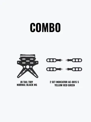 JB Tail Tidy Normal Black Mild Steel   2 Set Indicator AC-0815 S Yellow Red Green