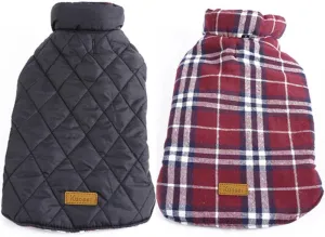 Kuoser Dog Coats Dog Jackets Waterproof Coats for Dogs Windproof Cold Weather Coats Small Medium Large Dog Clothes Reversible British Plaid Dog Sweaters Pets Apparel Winter Vest for Dog Red…