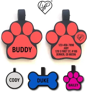Love Your Pets Soundless Shapes Pet Tag - Deep Engraved Silicone - Double Sided and Engraving Will Last - Includes Shipping with Tracking- Pet ID Tags, Dog Tags, Cat Tags
