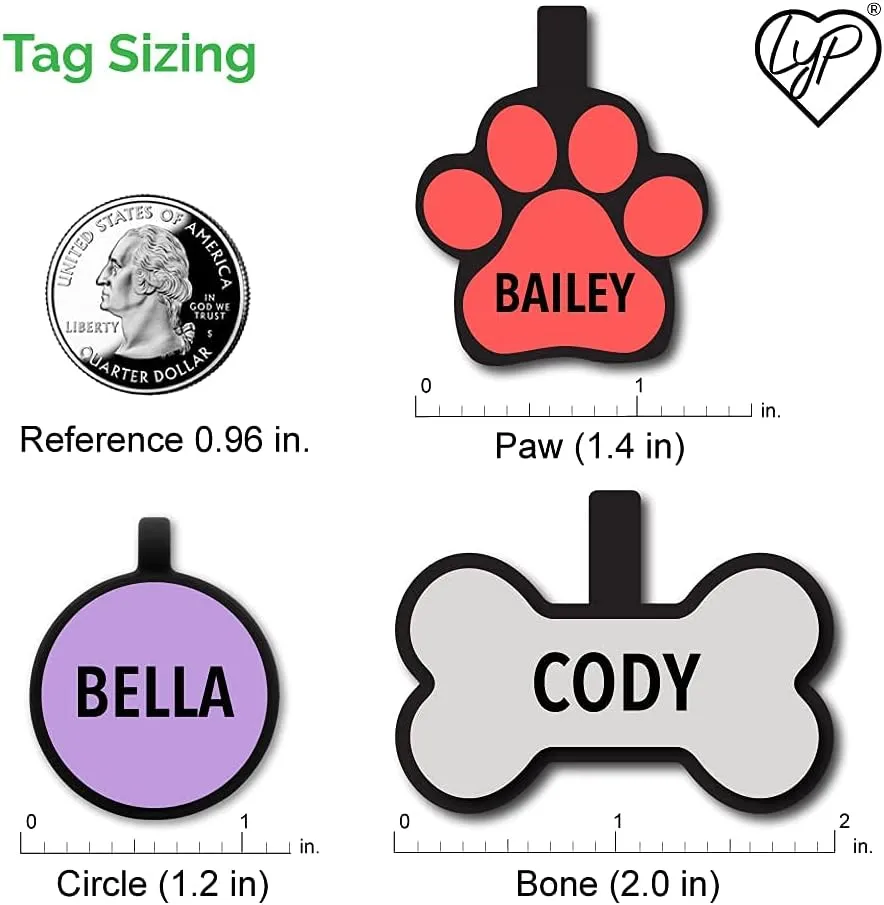 Love Your Pets Soundless Shapes Pet Tag - Deep Engraved Silicone - Double Sided and Engraving Will Last - Includes Shipping with Tracking- Pet ID Tags, Dog Tags, Cat Tags