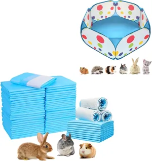 M Portable Small Animals Playpen, Outdoor/Indoor Pop Open Pet Exercise Fence & 20pcs Rabbit Pee Pads, Pet Toilet/Potty Training Pads, Super Absorbent Guinea Pig Disposable Diaper