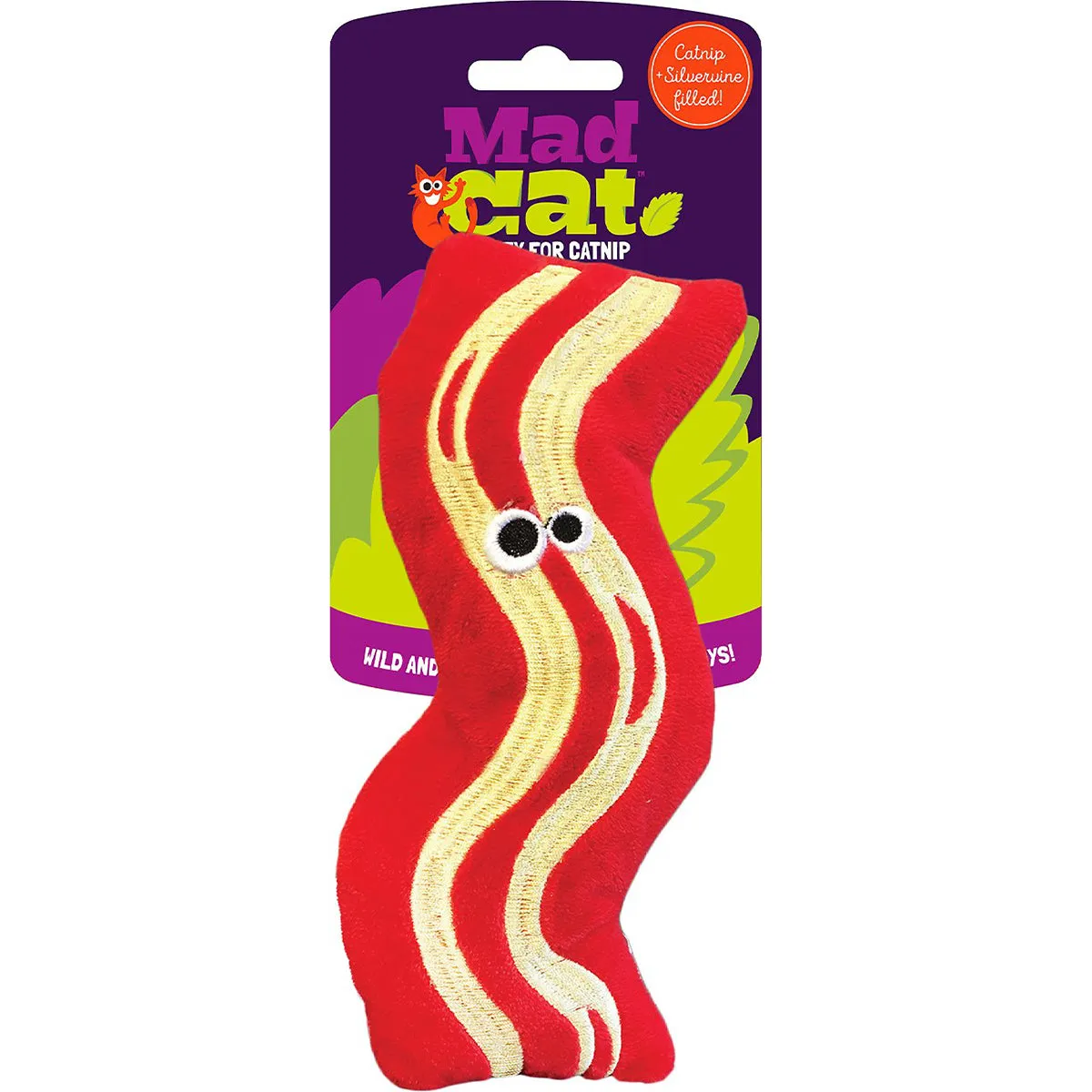Mad Cat Big Bacon Kicker Catnip & Silvervine Cat Toy