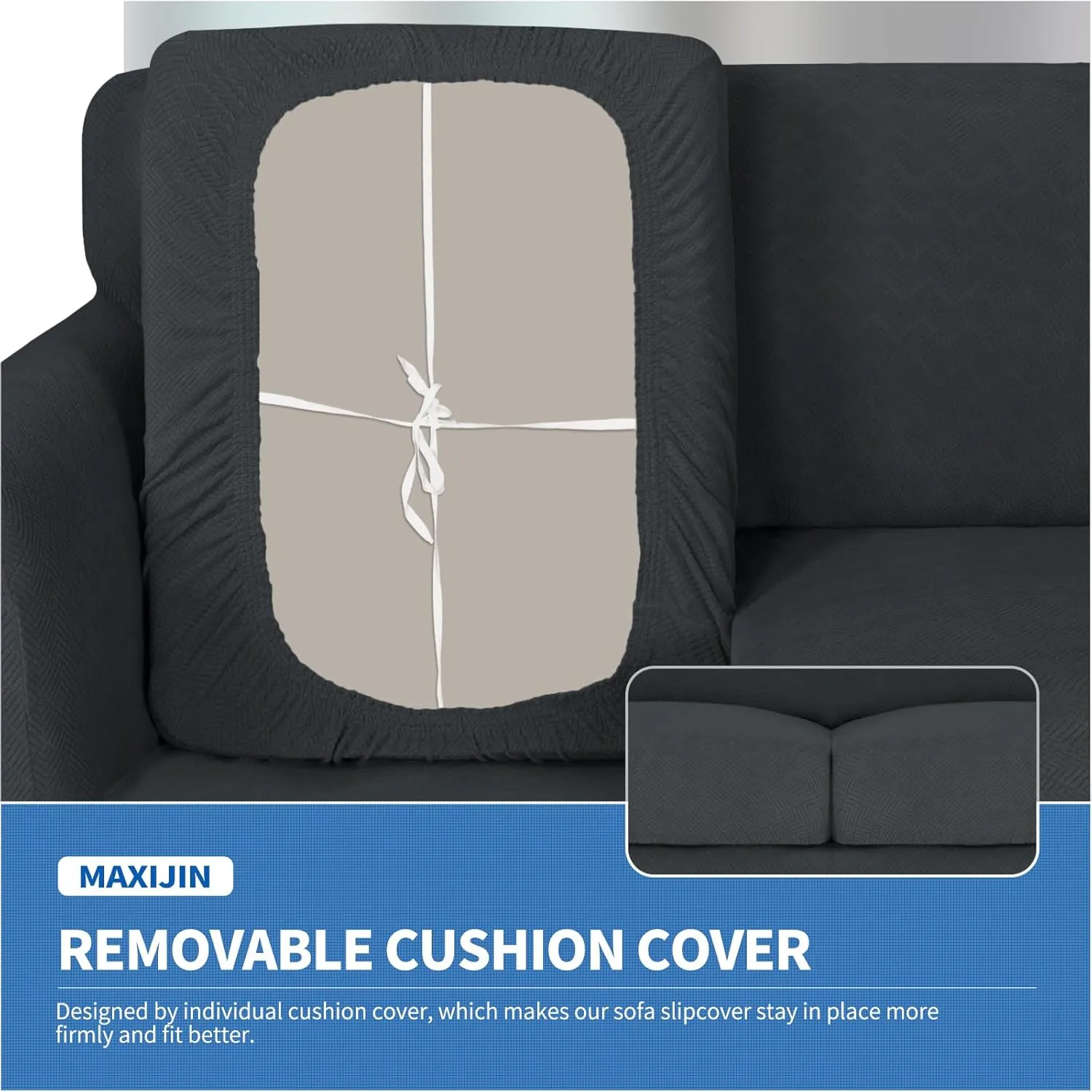 MAXIJIN 3 Piece Couch Covers for 2 Cushion Couch loveseat Cover, Stretch Love Seat Sofa Slipcovers for Dogs Pet, Thick Furniture Protector with 2 Seat Cushion (55"-69", Gray)