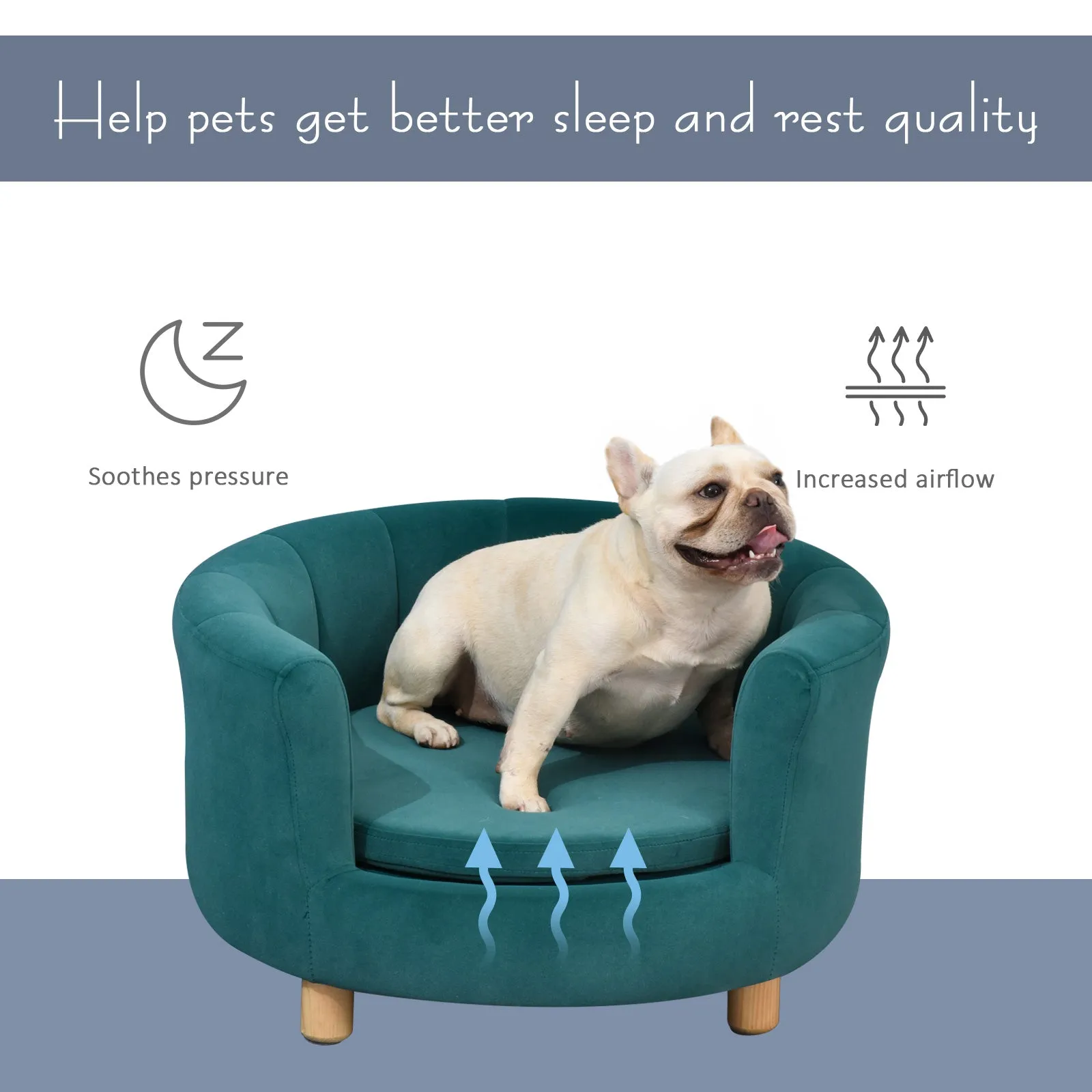 Modern Nest Shape Pet Sofa for Cat or Small-sized Dog w/Loop Wrapped Backrest, Green