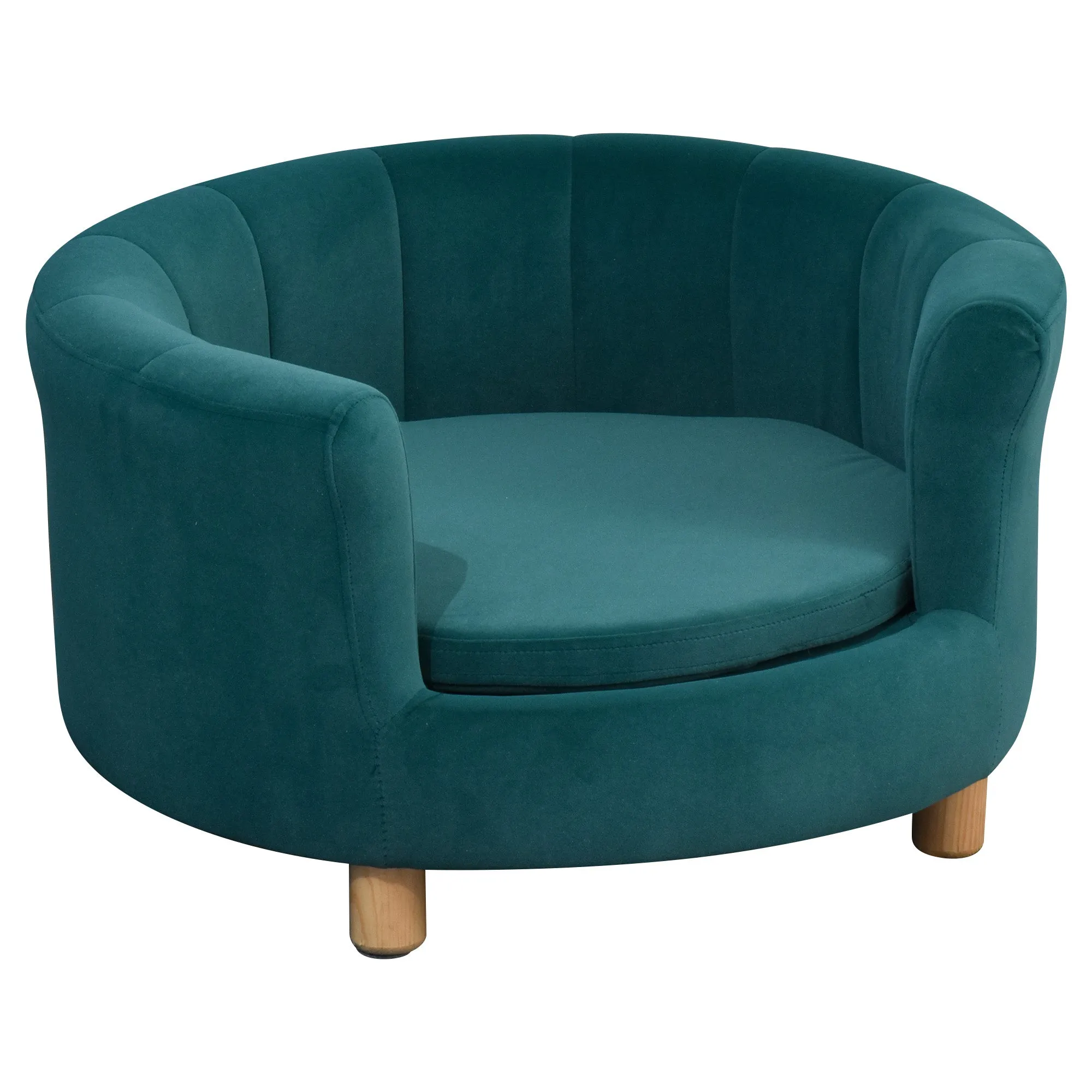 Modern Nest Shape Pet Sofa for Cat or Small-sized Dog w/Loop Wrapped Backrest, Green