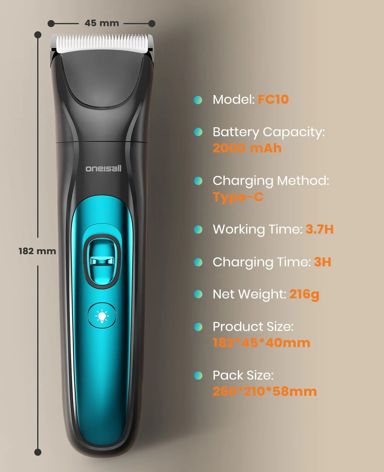 Oneisall Cordless Multi-Functional Dog Clipper