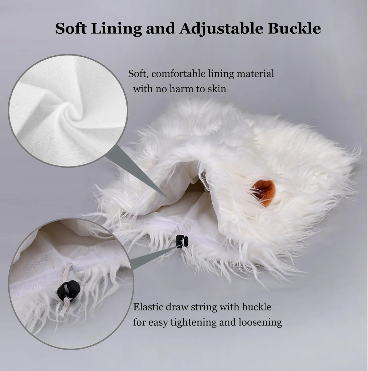 Onmygogo Lion Mane Wig for Dogs with Ears, Funny Pet Costumes for Halloween Christmas (Size M, White)