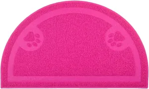 Paw Print Cat Litter Mat, Kitten Litter Mat, Door Mat, Semicircle, 23.5x14.25 Inchs (Pink)