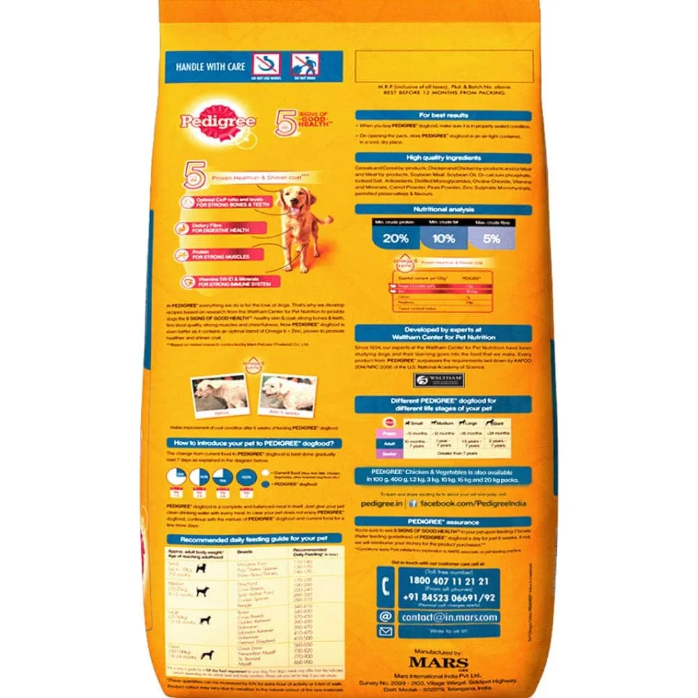 Pedigree Chicken & Liver Chunks in Gravy Pouch Adult Wet Food and Chicken & Vegetables Adult Dog Dry Food Combo