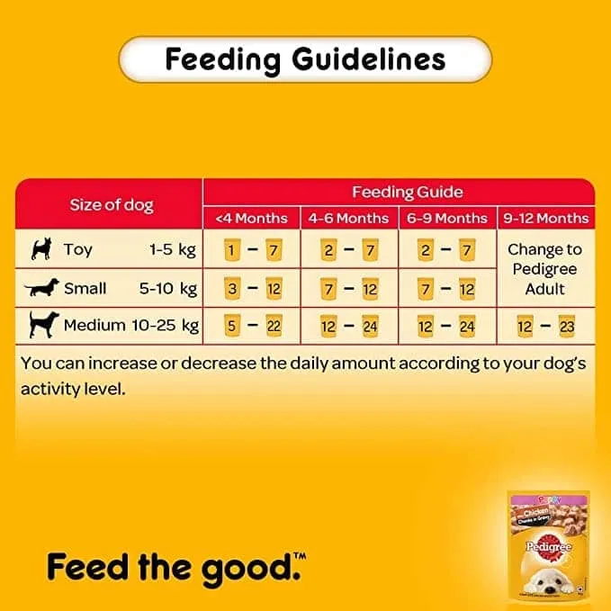 Pedigree Chicken and Milk Dry and Chicken Chunks in Gravy Wet Puppy Food Combo