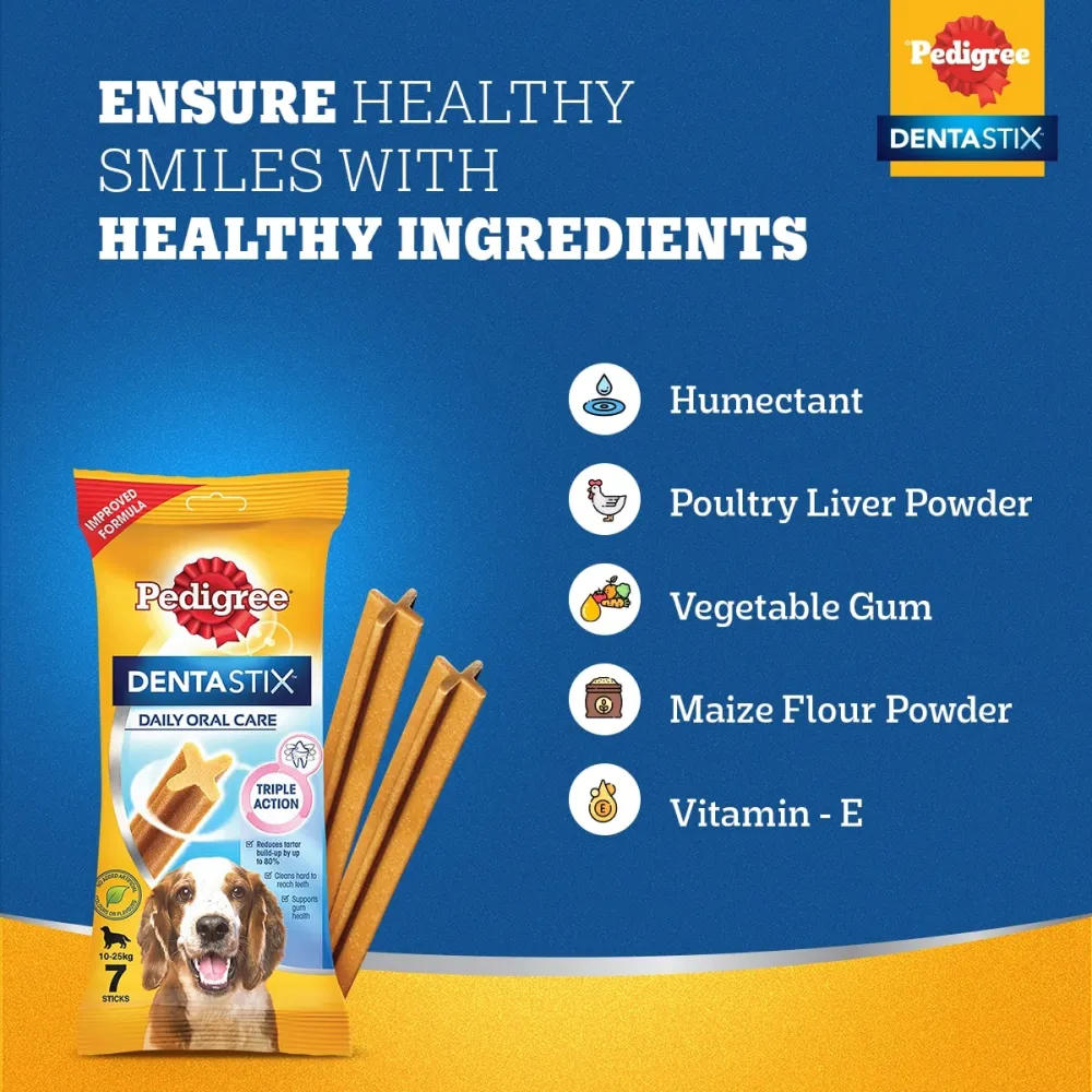 Pedigree Dentastix Oral Care for Adult (Medium Breed of 10 to 25 kg) Dog Treats (77g)