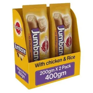 Pedigree Jumbone Adult Dog Treats, Chicken and Rice, 200 g Pouch (Pack of 2)