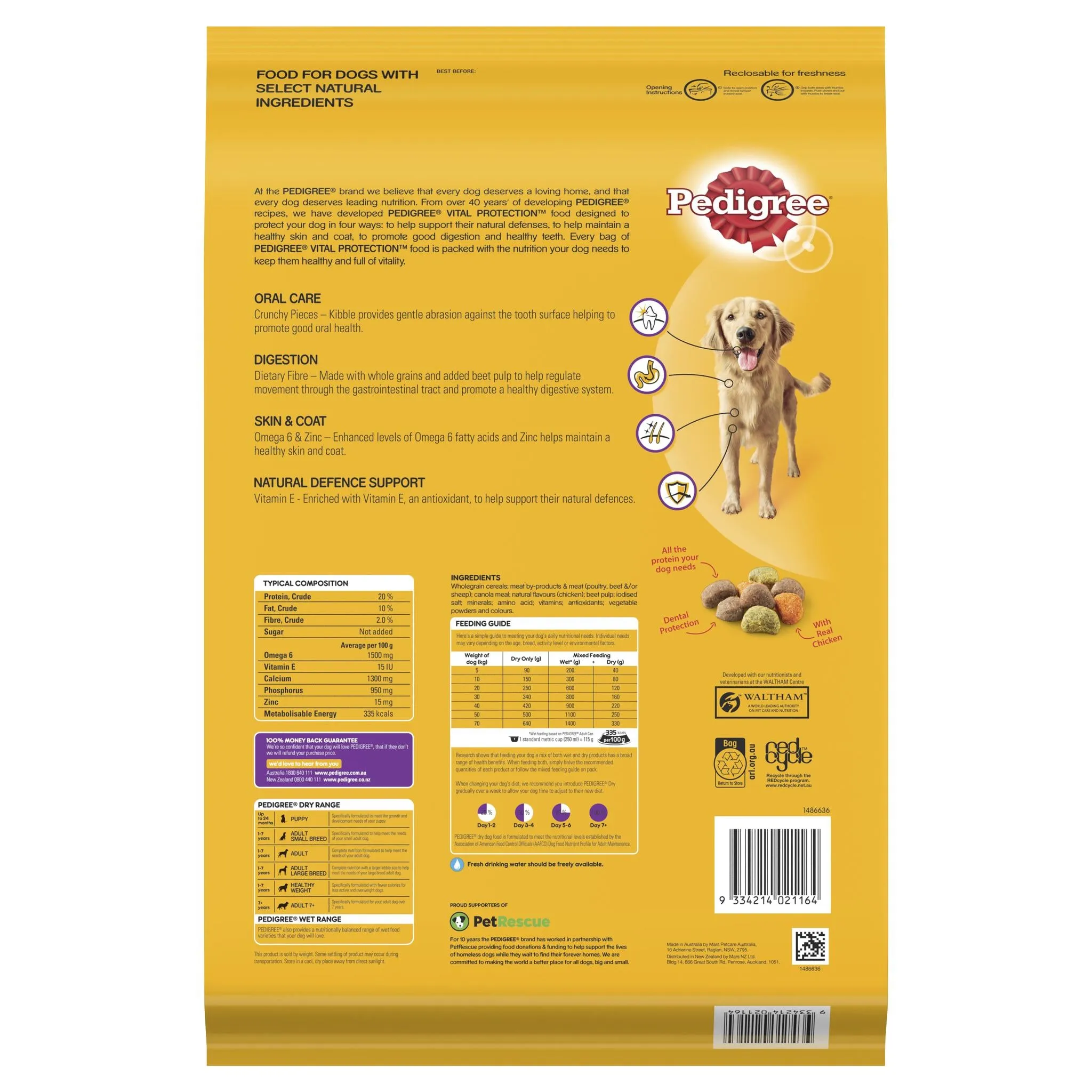 Pedigree Meaty Bites Dog Adult Dry Food Chicken 8kg