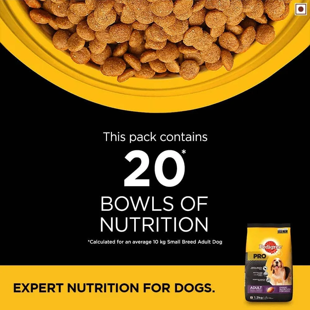 Pedigree PRO Dry Food for Small Breed and Dentastix Oral Care Adult Dog Treats Combo