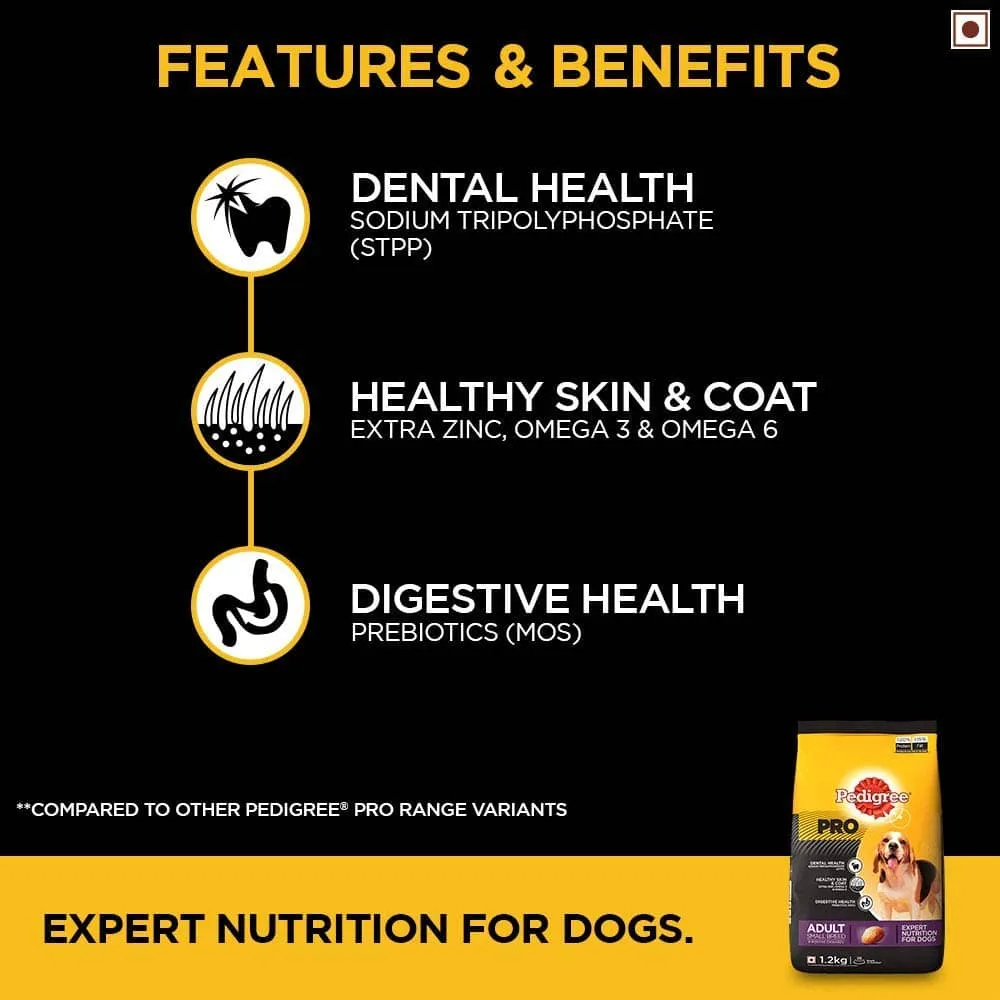 Pedigree PRO Dry Food for Small Breed and Dentastix Oral Care Adult Dog Treats Combo