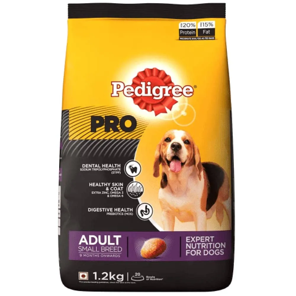 Pedigree PRO Dry Food for Small Breed and Dentastix Oral Care Adult Dog Treats Combo