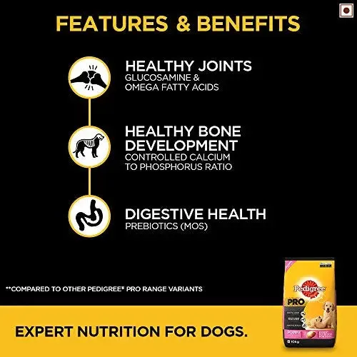 Pedigree PRO Expert Nutrition Large Breed Puppy (3-18 Months), Dry Dog Food, 10kg Pack Flavour : chicken