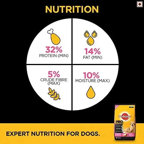 Pedigree PRO Expert Nutrition Large Breed Puppy (3-18 Months), Dry Dog Food, 10kg Pack Flavour : chicken