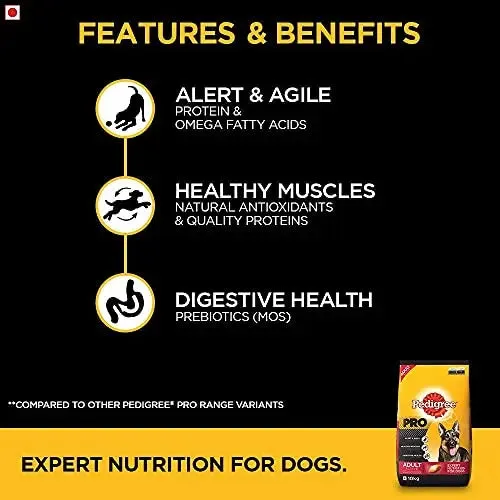Pedigree PRO Puppy Large Breed (3-18 Months), Dry Dog Food, (20KG, Brown)