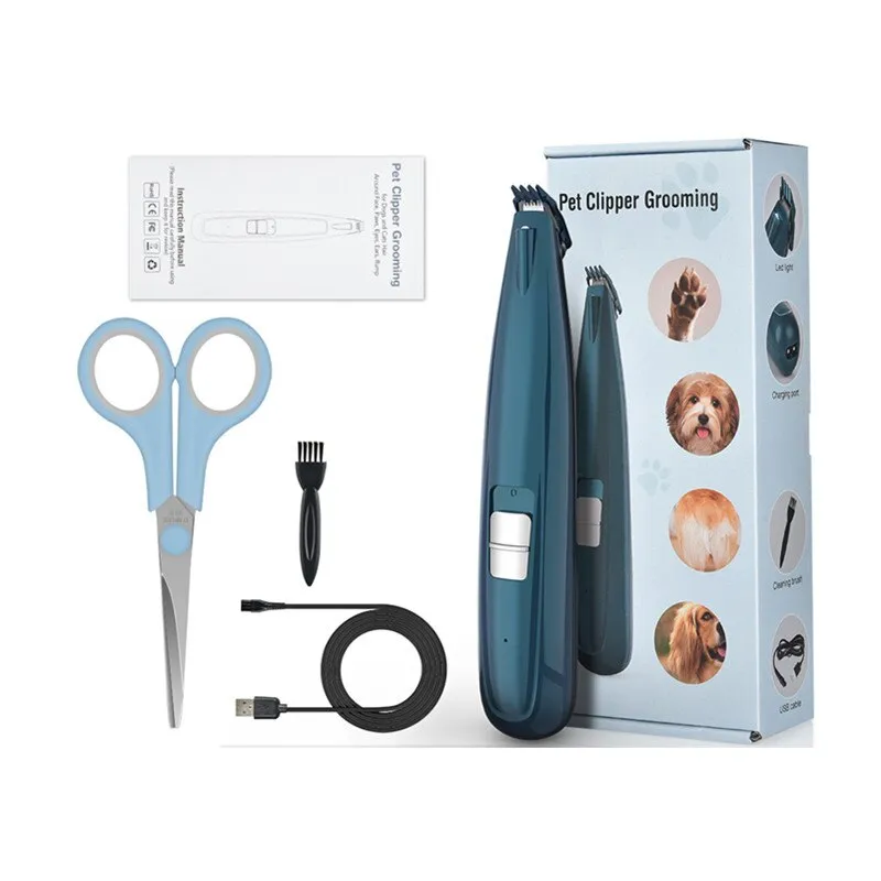 Pet Grooming Kit Dog Cat Hair Trimmer USB Rechargeable Pets Clippers Machine Scissor Nail Grinding Hair
