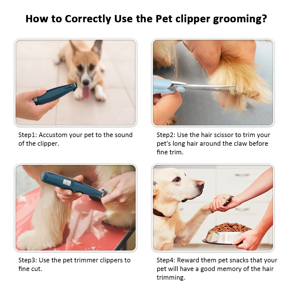 Pet Grooming Kit Dog Cat Hair Trimmer USB Rechargeable Pets Clippers Machine Scissor Nail Grinding Hair