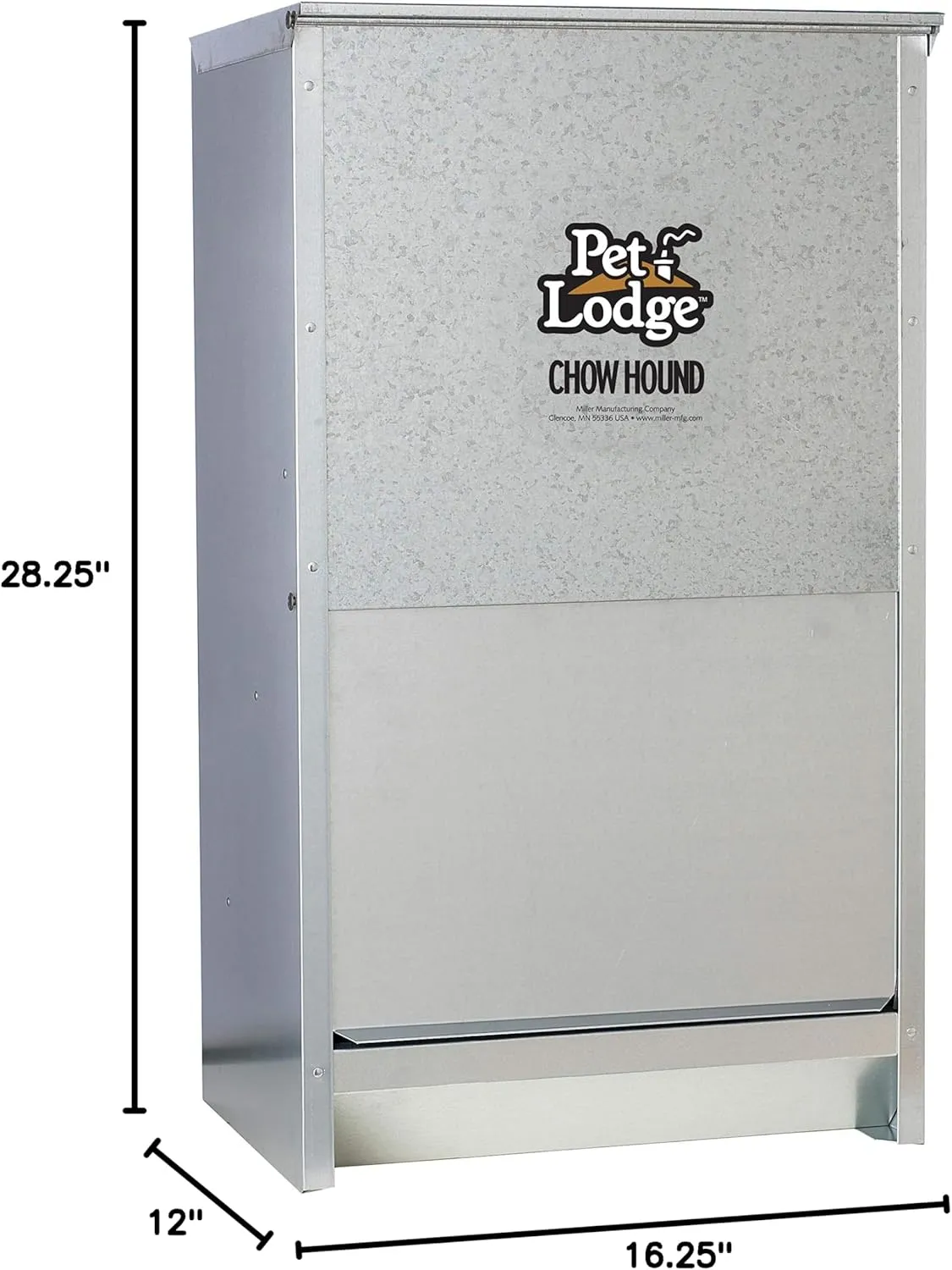 Pet Lodge Automatic Dog Feeder | Chow Hound Outdoor Pet Feeder for Large Dogs | Tough Galvanized Steel | Made in USA | 50 Pound