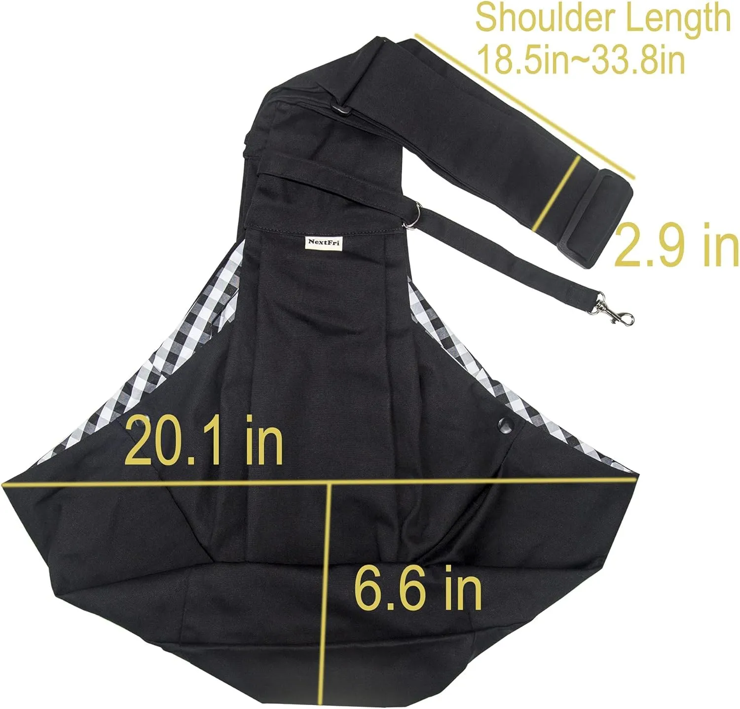 Pet Sling Carrier Adjustable Shoulder Strap Puppy Tote Hands Free Reversible Pet Backpack for Outdoor Travel Black