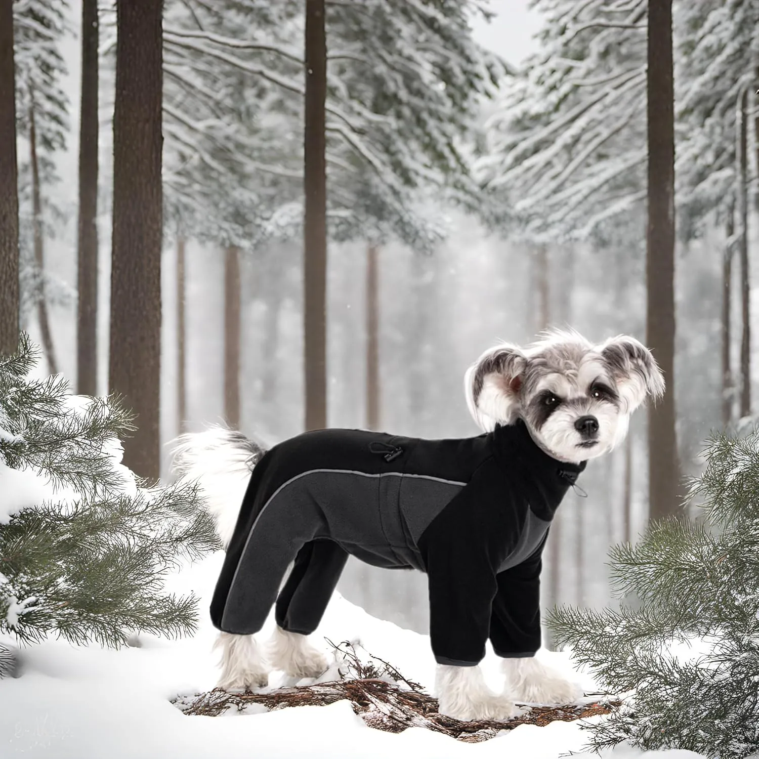 Petquares Fleece Dog Coat-Pullover Full Body Warm Dog Jumpsuit with Legs, Soft Pet Windproof Jacket for Small Dogs, Dog Bodysuit