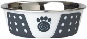 PetRageous 15000 Fiji Stainless Steel Non-Slip Dishwasher-Safe Dog Bowl 1.75-Cup Capacity 5.5-inch Diameter 1.75-inch Tall for Small and Medium Size Dogs and Cats, White and Slate Blue