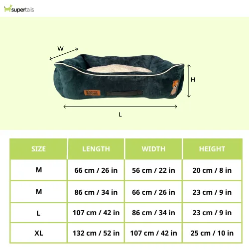 Petter World Ultra Luxury Micro Lounger Bed With Removable Sherpa for Dogs (Green)