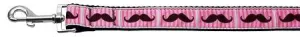 Pink Striped Moustache Ribbon Dog Collars 1 wide 6ft Leash