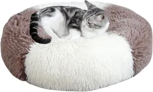Plush Cat Mattress Round Pet Bed Cat Small Medium Large Dog Bed Soft Pet Sleeping Mat Kitten Puppy Nest Pet Mat Dog Houses (Coffee,Medium)