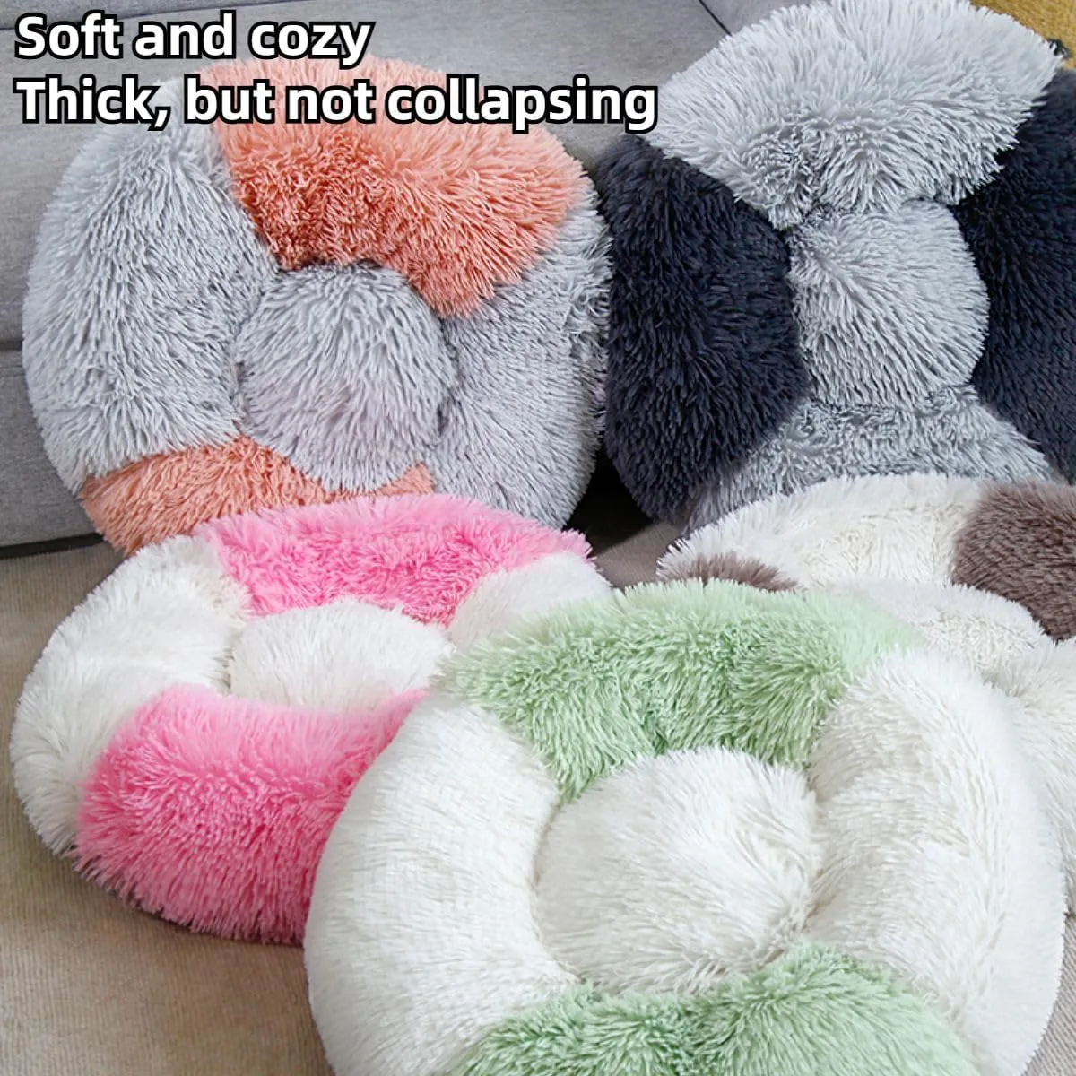Plush Cat Mattress Round Pet Bed Cat Small Medium Large Dog Bed Soft Pet Sleeping Mat Kitten Puppy Nest Pet Mat Dog Houses (Coffee,Medium)