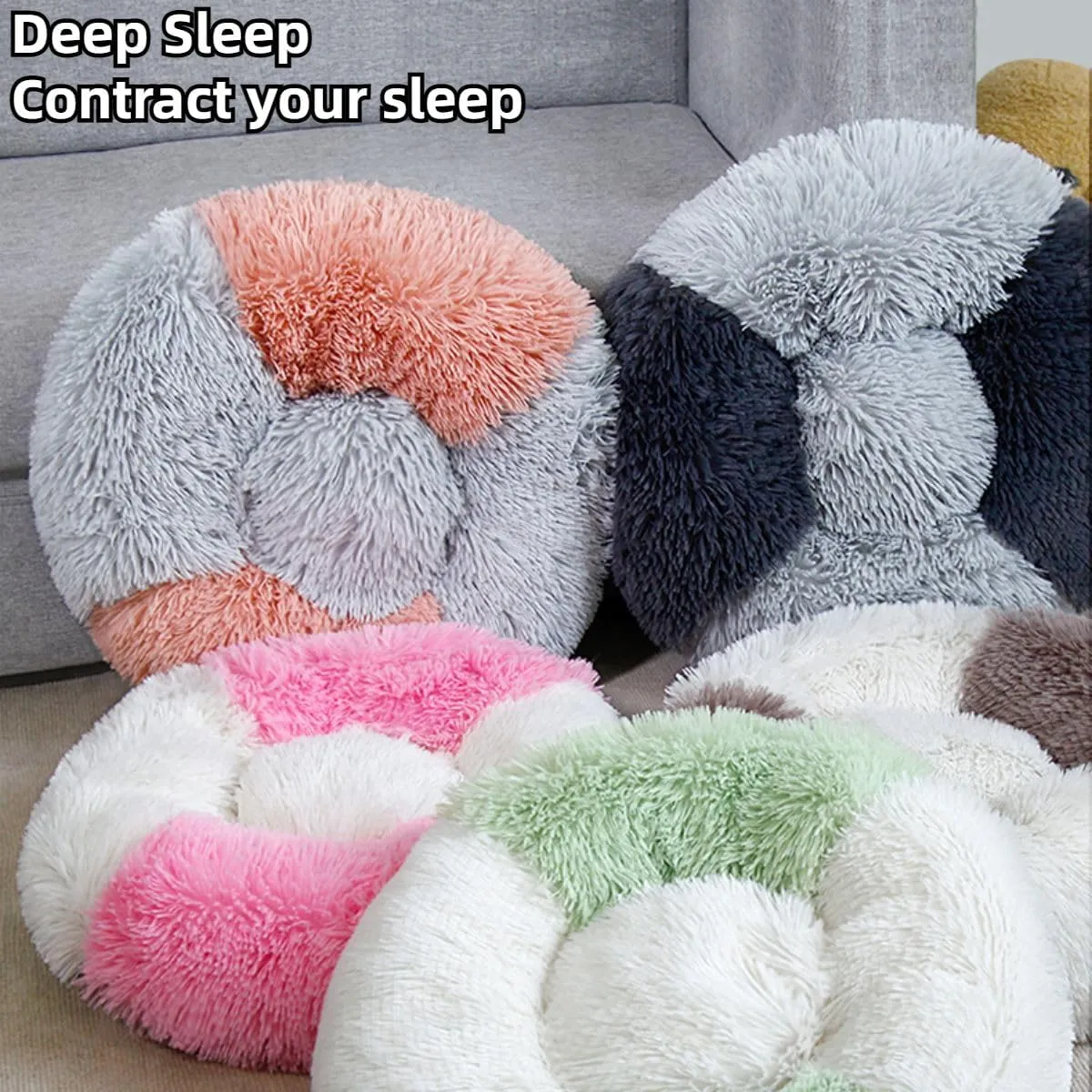 Plush Cat Mattress Round Pet Bed Cat Small Medium Large Dog Bed Soft Pet Sleeping Mat Kitten Puppy Nest Pet Mat Dog Houses (Coffee,Medium)