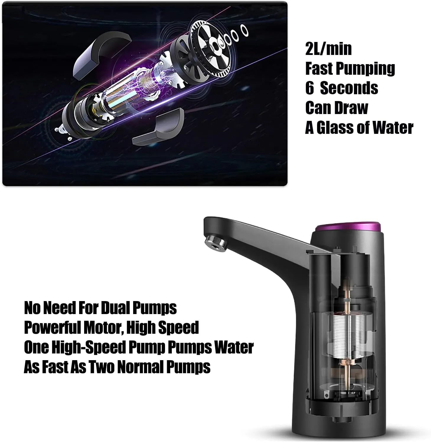 Portable Water Dispenser for 5 Gallon Food Grade Silicone Tube Will not Rust Water DispenserUSB Charging Water Bottle Pump Easy to use