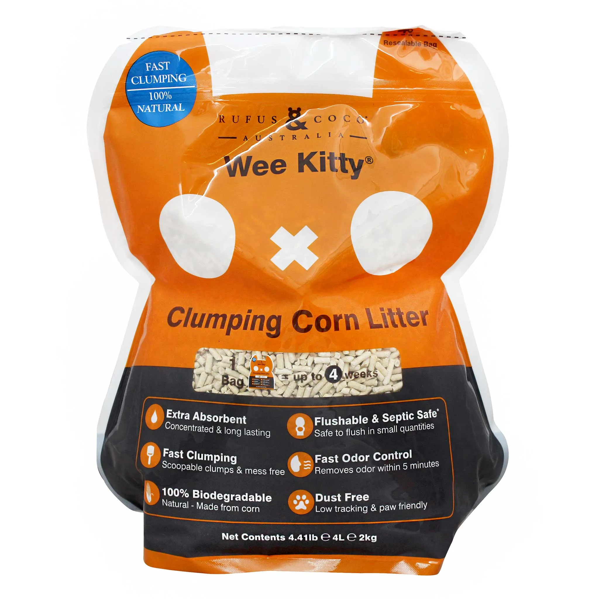 Rufus & Coco Wee Kitty Clumping Corn Cat Litter