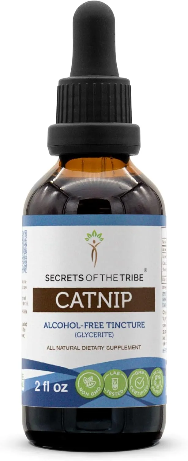 Secrets of the Tribe Catnip Alcohol-Free Liquid Extract, Catnip (Nepeta Cataria) Dried Leaf (2 FL OZ)
