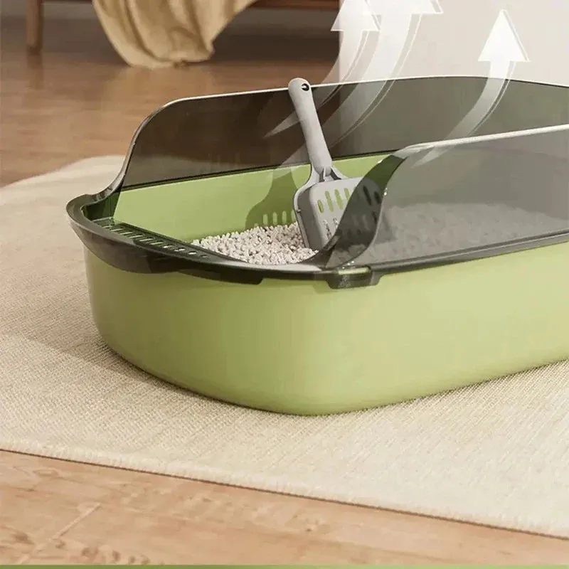 Semi-Enclosed Cat Litter Box with Scoop