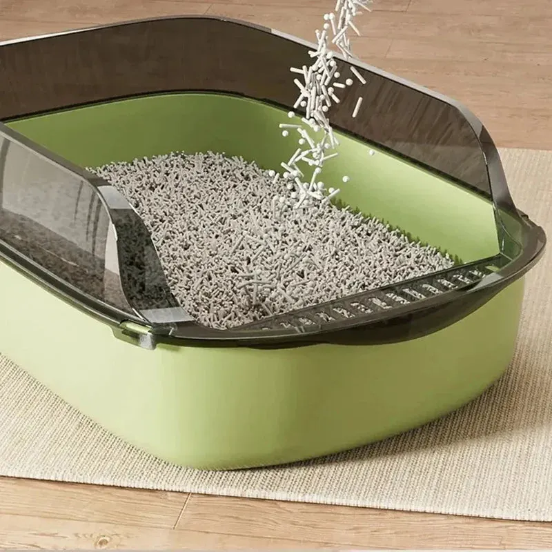Semi-Enclosed Cat Litter Box with Scoop