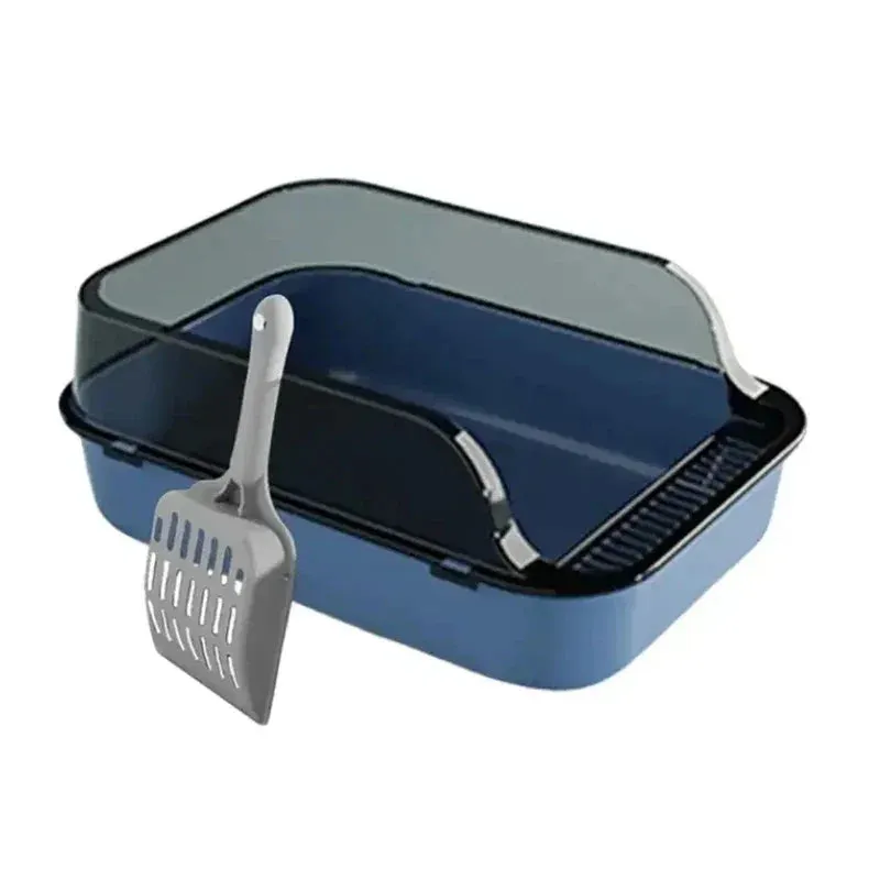Semi-Enclosed Cat Litter Box with Scoop