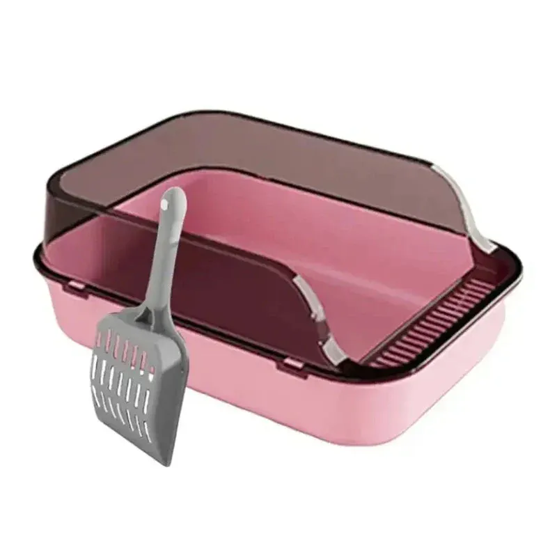 Semi-Enclosed Cat Litter Box with Scoop