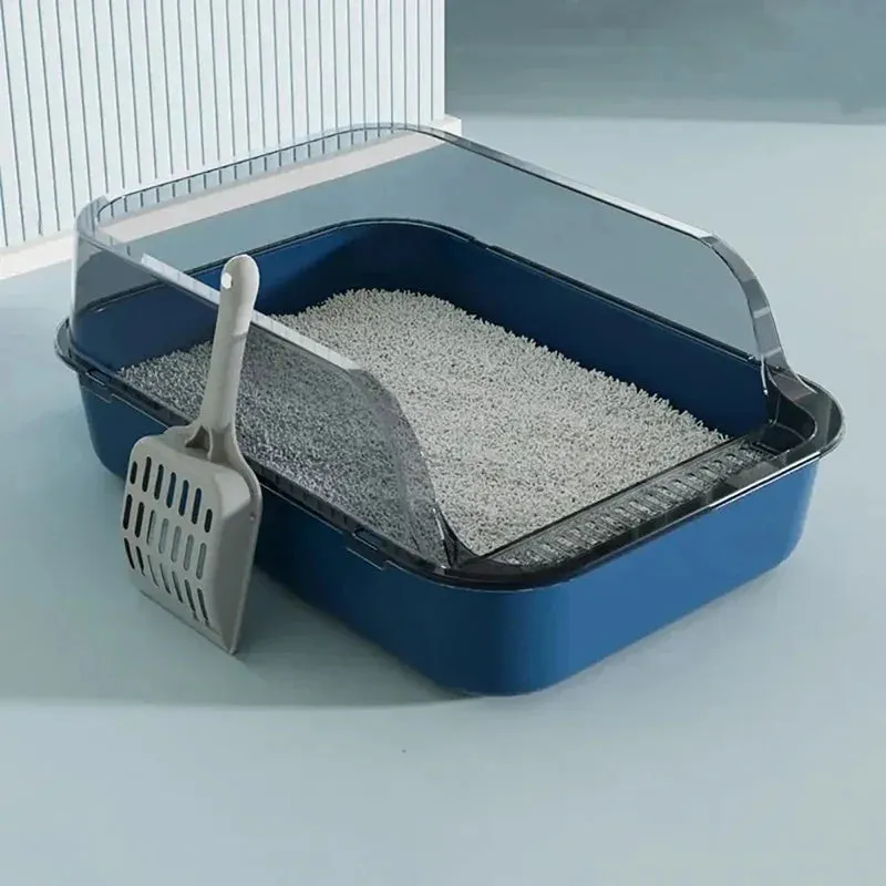 Semi-Enclosed Cat Litter Box with Scoop