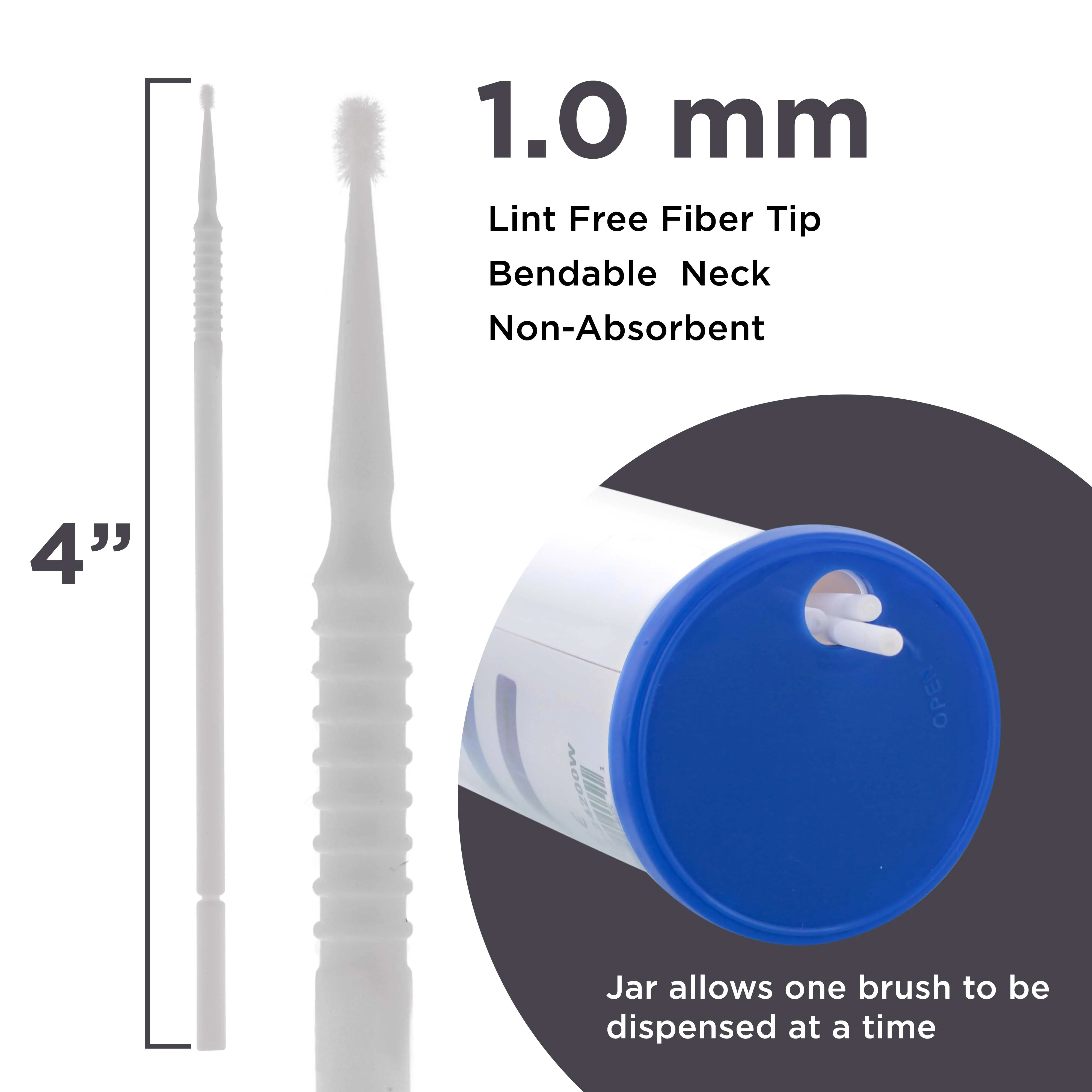 TCP Global Paint Touch Up Micro Brushes, 100 Superfine 1.0 mm Tip Size White Brush Applicators - Auto Body Shop, Auto Car Detailing, Hobby