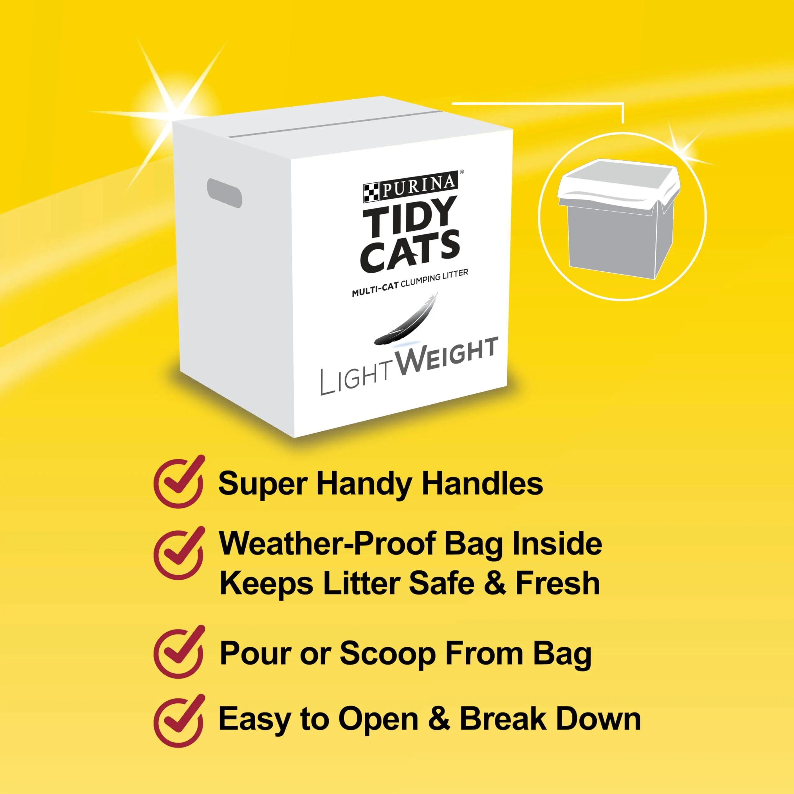 Tidy Cats Free & Clean Cat Litter, LightWeight Unscented Multi-Cat - 5.44 kg Box