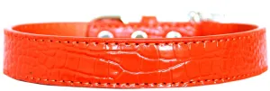 Tulsa Plain Croc Dog Collar Orange Size 16