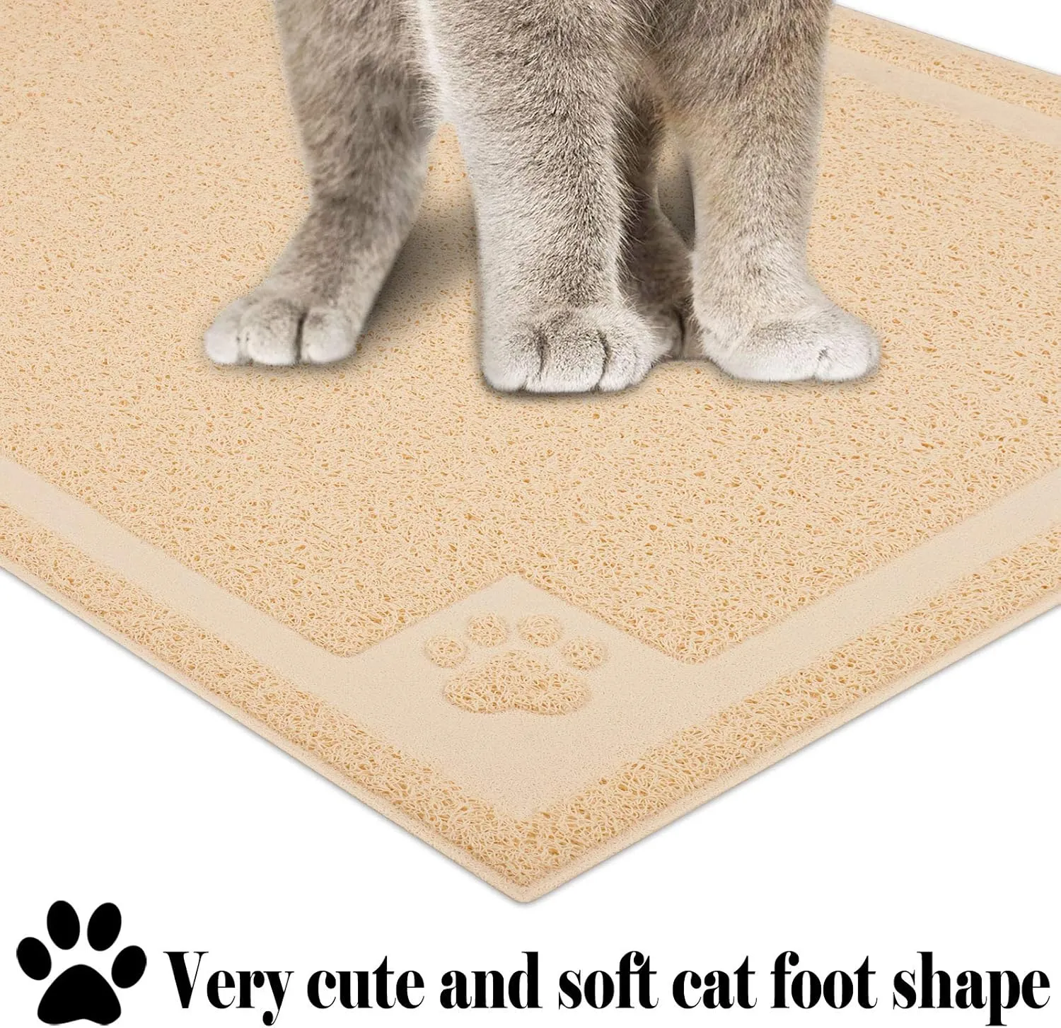 UPSKY Large Cat Litter Mat Trapper 35"23" Traps Litter from Box and Paws Scatter Control for Litter Box Soft on Sensitive Kitty Paws Easy to Clean (Beige)