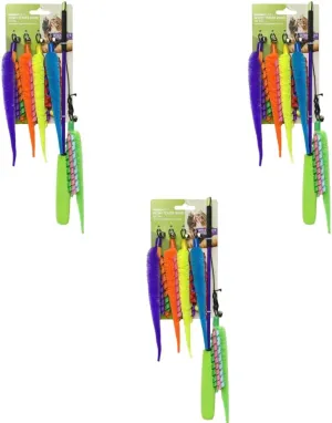 Worm Teaser Wand Cat Toy - The Wand is Designed Like A Fishing Rod with All Types of Attachments to Grab Your Cats Attention and Bring Out The Hunt Instinct, Pack of 3 X 0.07 Lb